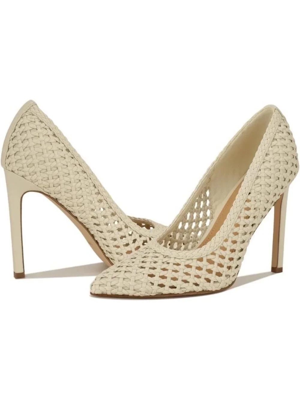 Women's Cream Pointed Toe Footbed Solid Tatiana Pump Casual Covered Heel Shoes